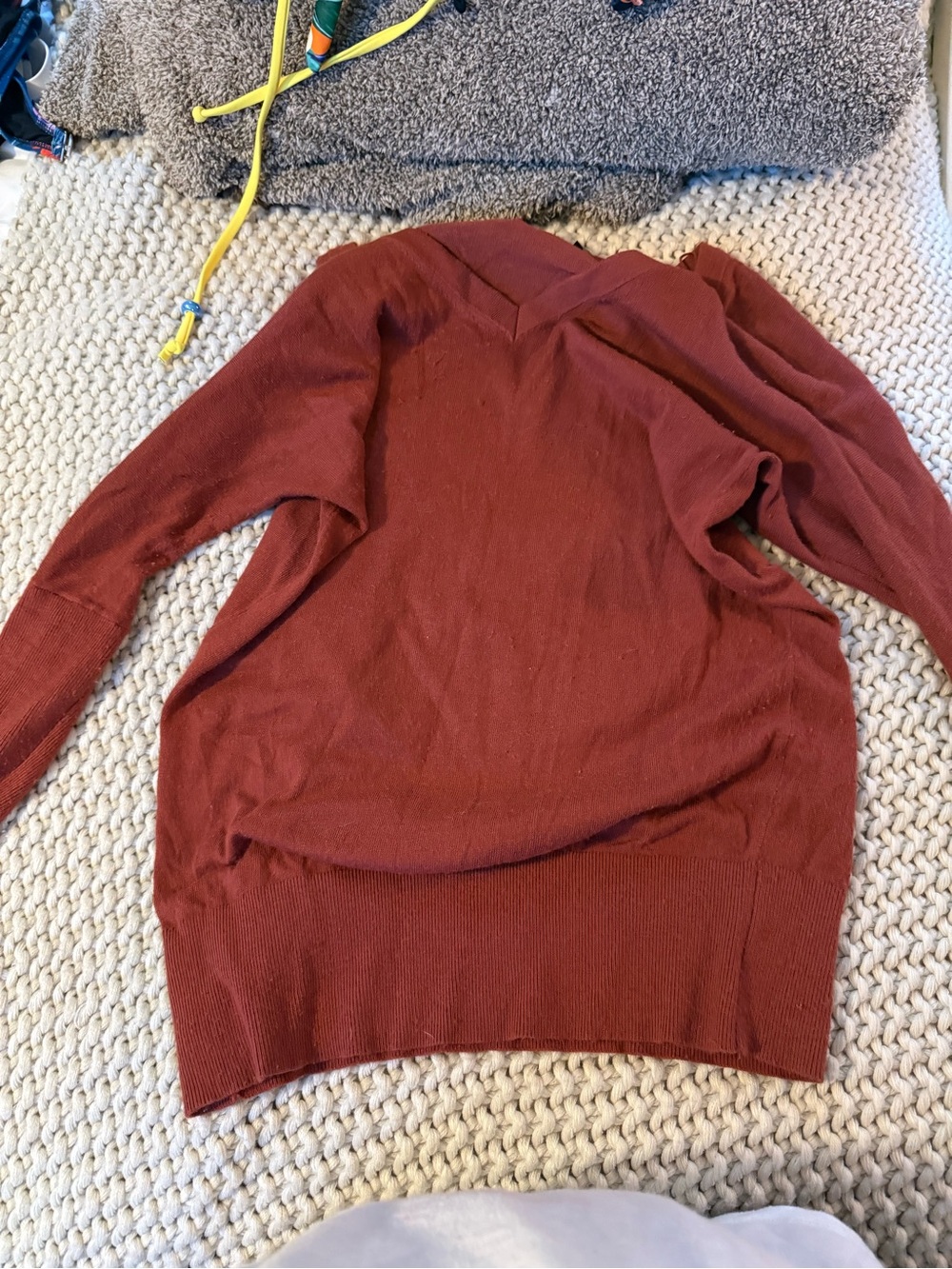 White House Black Market Women's V-Neck Long Sleeve Sweater - Burnt Orange